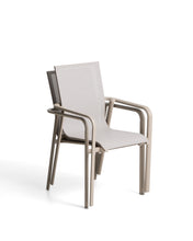 Load image into Gallery viewer, Canea stackable outdoor chair in beige texteline and taupe aluminium - image 3