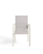 Load image into Gallery viewer, Canea stackable outdoor chair in beige texteline and ecru aluminium - image 2