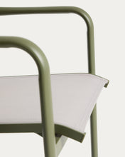 Load image into Gallery viewer, Luri stackable outdoor chair in green aluminium and beige texteline - image 11