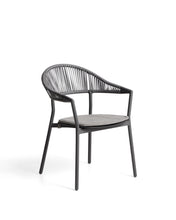 Load image into Gallery viewer, Alimia stackable outdoor chair in graphite aluminium with grey synthetic rope