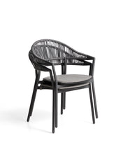 Load image into Gallery viewer, Alimia stackable outdoor chair in graphite aluminium with grey synthetic rope - image 3