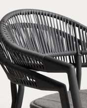 Load image into Gallery viewer, Alimia stackable outdoor chair in graphite aluminium with grey synthetic rope - image 12