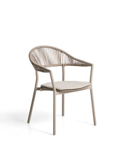Load image into Gallery viewer, Alimia stackable outdoor chair in taupe aluminium with brown synthetic rope