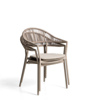 Load image into Gallery viewer, Alimia stackable outdoor chair in taupe aluminium with brown synthetic rope - image 3