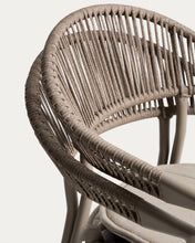 Load image into Gallery viewer, Alimia stackable outdoor chair in taupe aluminium with brown synthetic rope - image 13