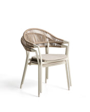 Load image into Gallery viewer, Alimia stackable outdoor chair in ecru aluminium with beige synthetic rope - image 3
