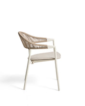 Load image into Gallery viewer, Alimia stackable outdoor chair in ecru aluminium with beige synthetic rope - image 4