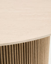 Load image into Gallery viewer, Orosei outdoor coffee table in sintered stone, ecru aluminium and beige rope Ø 90 cm - image 4