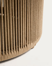 Load image into Gallery viewer, Orosei outdoor coffee table in sintered stone, ecru aluminium and beige rope Ø 90 cm - image 7