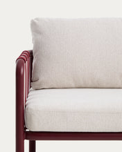 Load image into Gallery viewer, Omala set consisting of 2-seater sofa and 2 armchairs in burgundy rope cord and aluminium - image 6
