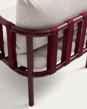 Load image into Gallery viewer, Omala set consisting of 2-seater sofa and 2 armchairs in burgundy rope cord and aluminium - image 10