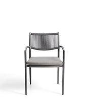 Load image into Gallery viewer, Argasi stackable outdoor chair in graphite aluminium and dark grey synthetic rope cord - image 2