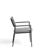 Load image into Gallery viewer, Argasi stackable outdoor chair in graphite aluminium and dark grey synthetic rope cord - image 4