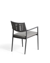 Load image into Gallery viewer, Argasi stackable outdoor chair in graphite aluminium and dark grey synthetic rope cord - image 5