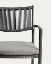 Load image into Gallery viewer, Argasi stackable outdoor chair in graphite aluminium and dark grey synthetic rope cord - image 9
