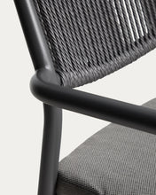 Load image into Gallery viewer, Argasi stackable outdoor chair in graphite aluminium and dark grey synthetic rope cord - image 11