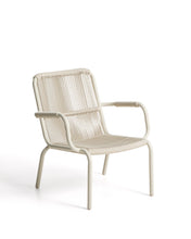 Load image into Gallery viewer, Salis stackable armchair in ecru aluminium and ecru synthetic rope cord