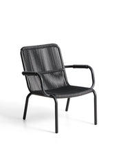 Load image into Gallery viewer, Salis stackable armchair in graphite aluminium and dark grey synthetic rope cord