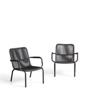 Load image into Gallery viewer, Salis stackable armchair in graphite aluminium and dark grey synthetic rope cord - image 2