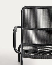 Load image into Gallery viewer, Salis stackable armchair in graphite aluminium and dark grey synthetic rope cord - image 9
