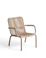 Load image into Gallery viewer, Salis stackable armchair in taupe aluminium and beige synthetic rope cord