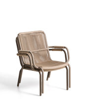 Load image into Gallery viewer, Salis stackable armchair in taupe aluminium and beige synthetic rope cord - image 4
