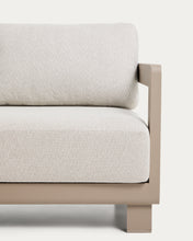 Load image into Gallery viewer, Nerano set with 3-seater sofa, 2 armchairs and coffee table in tempered glass and taupe aluminium - image 4