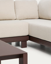 Load image into Gallery viewer, Nerano set with 5-seater corner sofa, armchair and coffee table in tempered glass and brown aluminium - image 5