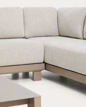 Load image into Gallery viewer, Nerano set with 5-seater corner sofa, armchair and coffee table in tempered glass and taupe aluminium - image 3