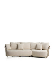 Load image into Gallery viewer, Osani 3-seater sofa in ecru aluminium and taupe rope 274 cm