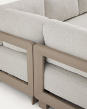 Load image into Gallery viewer, Nerano set with 5-seater corner sofa and coffee table in tempered glass and taupe aluminium - image 7