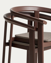 Load image into Gallery viewer, Erice set of 4 stackable chairs in aluminium and rope cord and a table in brown aluminium and tempered glass Ø120cm - image 4