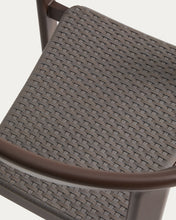 Load image into Gallery viewer, Erice set of 6 aluminium and rope cord stackable chairs and a table in brown aluminium and tempered glass 230 x 100cm - image 3