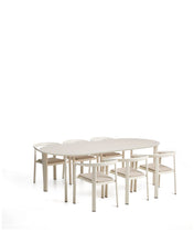 Load image into Gallery viewer, Erice set of 6 aluminium and rope cord stackable chairs and a table in ecru aluminium and tempered glass 230 x 100cm