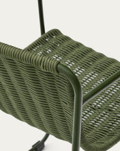 Load image into Gallery viewer, Maurina set with green galvanised steel and tiled table and 6 green galvanised steel and rope cord stackable chairs 223 x 101cm - image 5