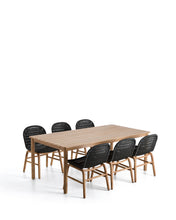 Load image into Gallery viewer, Set with Sori table in solid acacia wood and 6 Alipa chairs in graphite solid acacia wood and rope cord 200 x 100cm FSC 100%