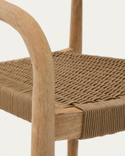Load image into Gallery viewer, Set with Sori table in solid acacia wood and 4 Nina stackable chairs in beige solid acacia wood and rope cord 200 x 100cm FSC 100% - image 6