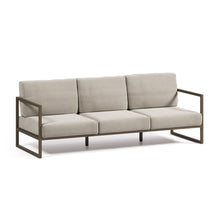 Load image into Gallery viewer, Comova 100% outdoor 3-seater sofa in light grey and green aluminium, 222 cm