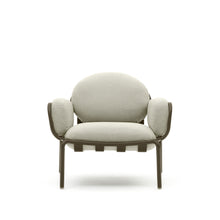 Load image into Gallery viewer, Joncols outdoor armchair in aluminium with green painted finish and beige cushions - image 3