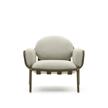 Load image into Gallery viewer, Joncols outdoor armchair in aluminium with green painted finish and beige cushions - image 4