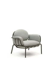 Load image into Gallery viewer, Joncols outdoor armchair in aluminium with green painted finish and grey cushions - image 2