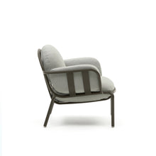 Load image into Gallery viewer, Joncols outdoor armchair in aluminium with green painted finish and grey cushions - image 5