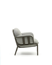 Load image into Gallery viewer, Joncols outdoor armchair in aluminium with green painted finish and grey cushions - image 6