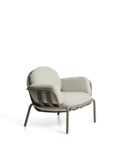 Load image into Gallery viewer, Joncols outdoor armchair in aluminium with taupe painted finish and beige cushions