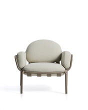 Load image into Gallery viewer, Joncols outdoor armchair in aluminium with taupe painted finish and beige cushions - image 4