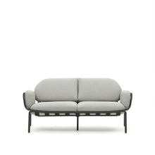 Load image into Gallery viewer, Joncols outdoor 2-seater sofa in aluminium with grey painted finish and grey cushions 164cm