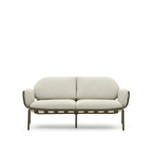 Load image into Gallery viewer, Joncols outdoor 2-seater sofa in aluminium with green painted finish and beige cushions 164cm