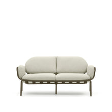 Load image into Gallery viewer, Joncols outdoor 2-seater sofa in aluminium with green painted finish and beige cushions 164cm - image 2