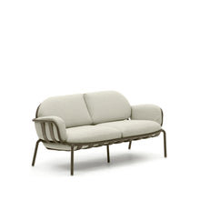 Load image into Gallery viewer, Joncols outdoor 2-seater sofa in aluminium with green painted finish and beige cushions 164cm - image 4
