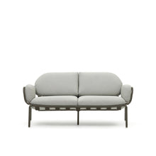 Load image into Gallery viewer, Joncols outdoor 2-seater sofa in aluminium with green painted finish and grey cushions 164cm